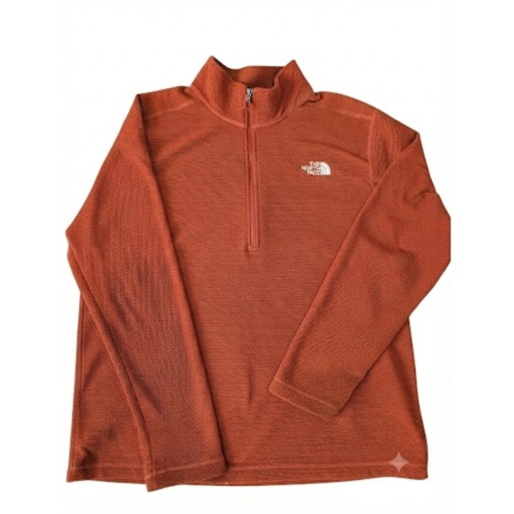 The North Face Mens XL Orange Textured Waffle Fleece Quarter Zip Pullover Jacket